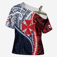 Kingdom of Uvea 1860-1886 Personalized Cross Shoulder Shirt Wallis and Futuna Polynesian Tribal Pattern - Polynesian Pride
