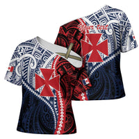 Kingdom of Uvea 1860-1886 Personalized Cross Shoulder Shirt Wallis and Futuna Polynesian Tribal Pattern - Polynesian Pride