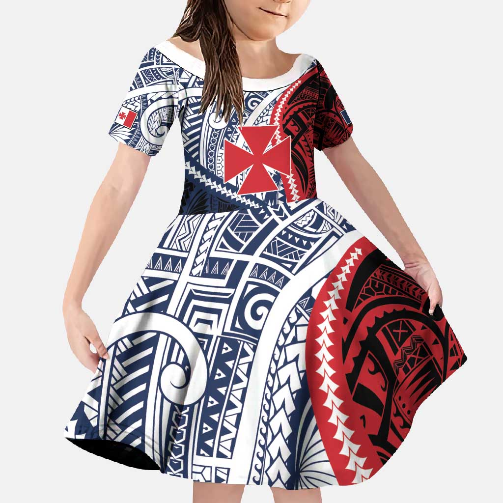 Kingdom of Uvea 1860-1886 Personalized Family Matching Long Sleeve Bodycon Dress and Hawaiian Shirt Wallis and Futuna Polynesian Tribal Pattern