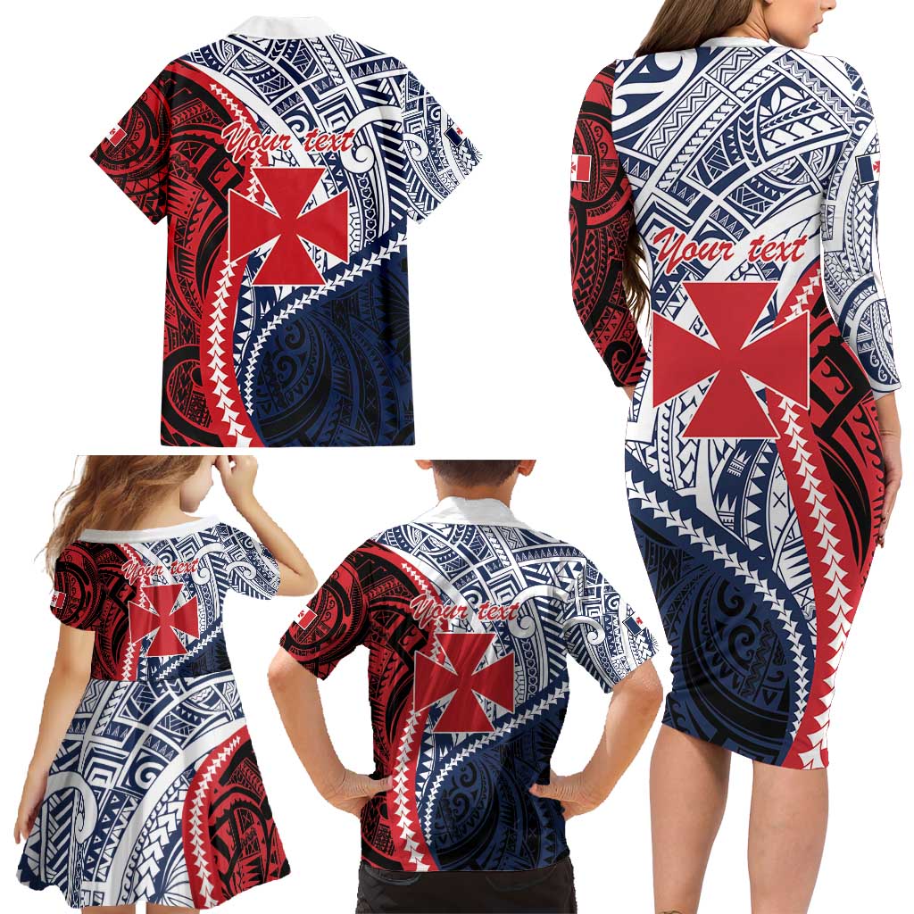 Kingdom of Uvea 1860-1886 Personalized Family Matching Long Sleeve Bodycon Dress and Hawaiian Shirt Wallis and Futuna Polynesian Tribal Pattern