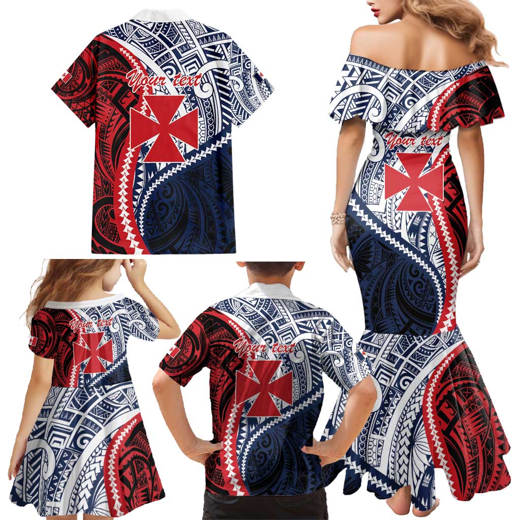 Kingdom of Uvea 1860-1886 Personalized Family Matching Mermaid Dress and Hawaiian Shirt Wallis and Futuna Polynesian Tribal Pattern