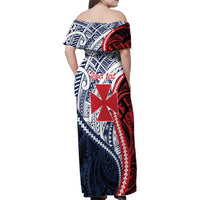 Kingdom of Uvea 1860-1886 Personalized Family Matching Off Shoulder Maxi Dress and Hawaiian Shirt Wallis and Futuna Polynesian Tribal Pattern
