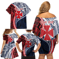 Kingdom of Uvea 1860-1886 Personalized Family Matching Off Shoulder Short Dress and Hawaiian Shirt Wallis and Futuna Polynesian Tribal Pattern