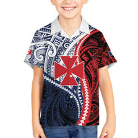 Kingdom of Uvea 1860-1886 Personalized Family Matching Off Shoulder Short Dress and Hawaiian Shirt Wallis and Futuna Polynesian Tribal Pattern