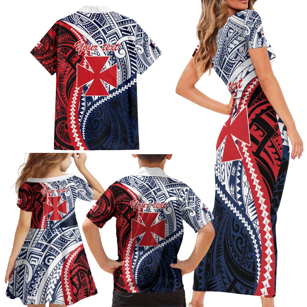 Kingdom of Uvea 1860-1886 Personalized Family Matching Short Sleeve Bodycon Dress and Hawaiian Shirt Wallis and Futuna Polynesian Tribal Pattern