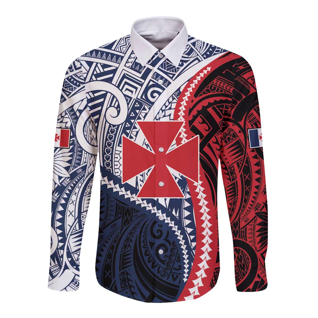 Kingdom of Uvea 1860-1886 Personalized Long Sleeve Button Shirt Wallis and Futuna Polynesian Tribal Pattern