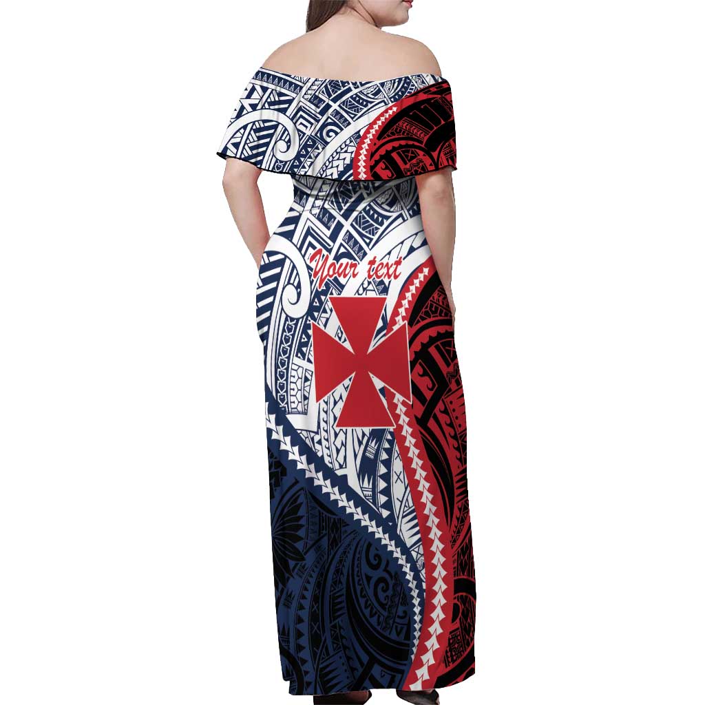 Kingdom of Uvea 1860-1886 Personalized Off Shoulder Maxi Dress Wallis and Futuna Polynesian Tribal Pattern