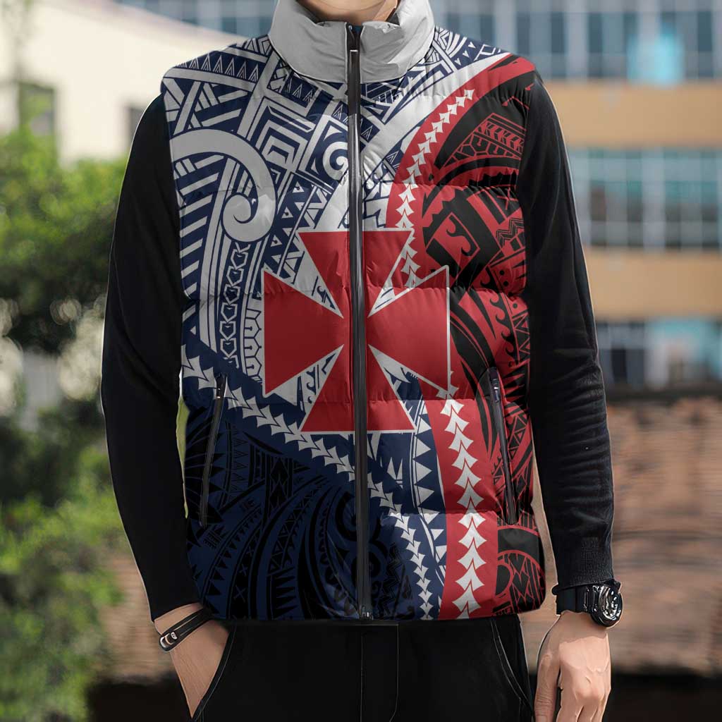 Kingdom of Uvea 1860-1886 Personalized Sleeveless Puffer Jacket Wallis and Futuna Polynesian Tribal Pattern - Polynesian Pride