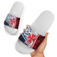 Kingdom of Uvea 1860-1886 Personalized Slide Sandals Wallis and Futuna Polynesian Tribal Pattern - Polynesian Pride