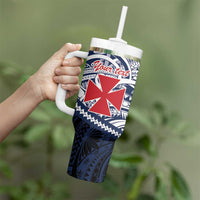 Kingdom of Uvea 1860-1886 Personalized Tumbler With Handle Wallis and Futuna Polynesian Tribal Pattern