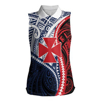 Kingdom of Uvea 1860-1886 Personalized Women Sleeveless Polo Shirt Wallis and Futuna Polynesian Tribal Pattern