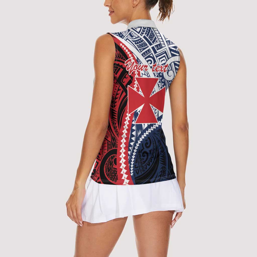 Kingdom of Uvea 1860-1886 Personalized Women Sleeveless Polo Shirt Wallis and Futuna Polynesian Tribal Pattern