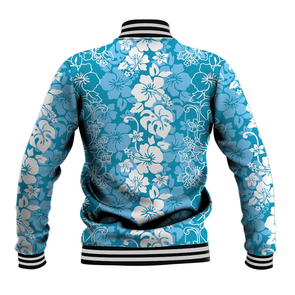 Hawaiian Lei Day Baseball Jacket Blue Hibiscus Flowers Lei Art