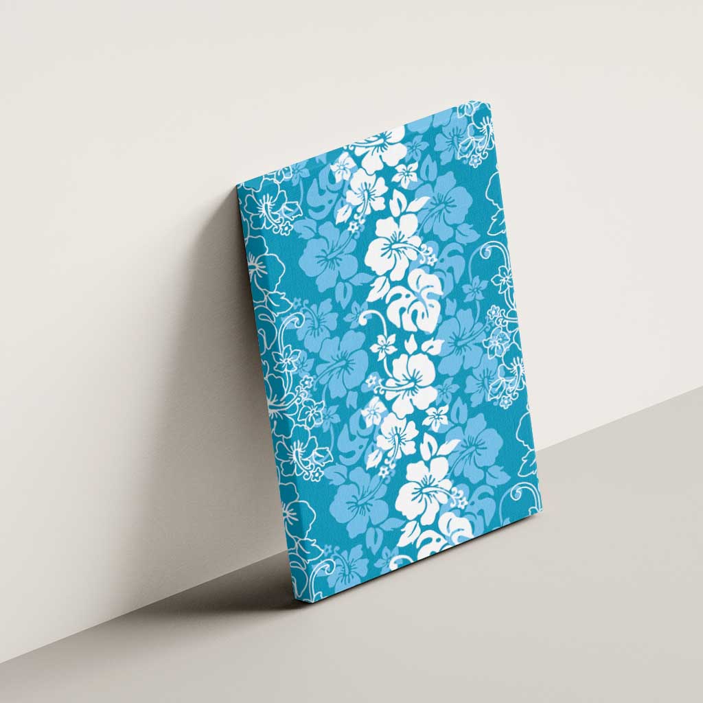 Hawaiian Lei Day Canvas Wall Art Blue Hibiscus Flowers Lei Art