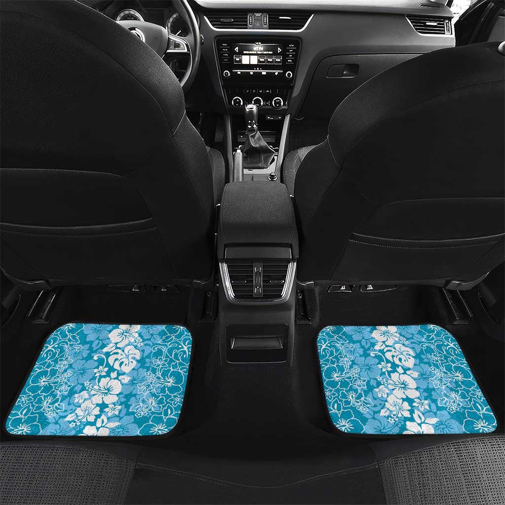 Hawaiian Lei Day Car Mats Blue Hibiscus Flowers Lei Art
