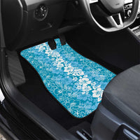 Hawaiian Lei Day Car Mats Blue Hibiscus Flowers Lei Art