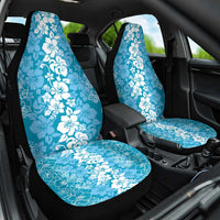 Hawaiian Lei Day Car Seat Cover Blue Hibiscus Flowers Lei Art