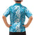 Hawaiian Lei Day Family Matching Mermaid Dress and Hawaiian Shirt Blue Hibiscus Flowers Lei Art