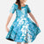 Hawaiian Lei Day Family Matching Mermaid Dress and Hawaiian Shirt Blue Hibiscus Flowers Lei Art