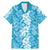 Hawaiian Lei Day Family Matching Mermaid Dress and Hawaiian Shirt Blue Hibiscus Flowers Lei Art