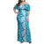 Hawaiian Lei Day Family Matching Off Shoulder Maxi Dress and Hawaiian Shirt Blue Hibiscus Flowers Lei Art