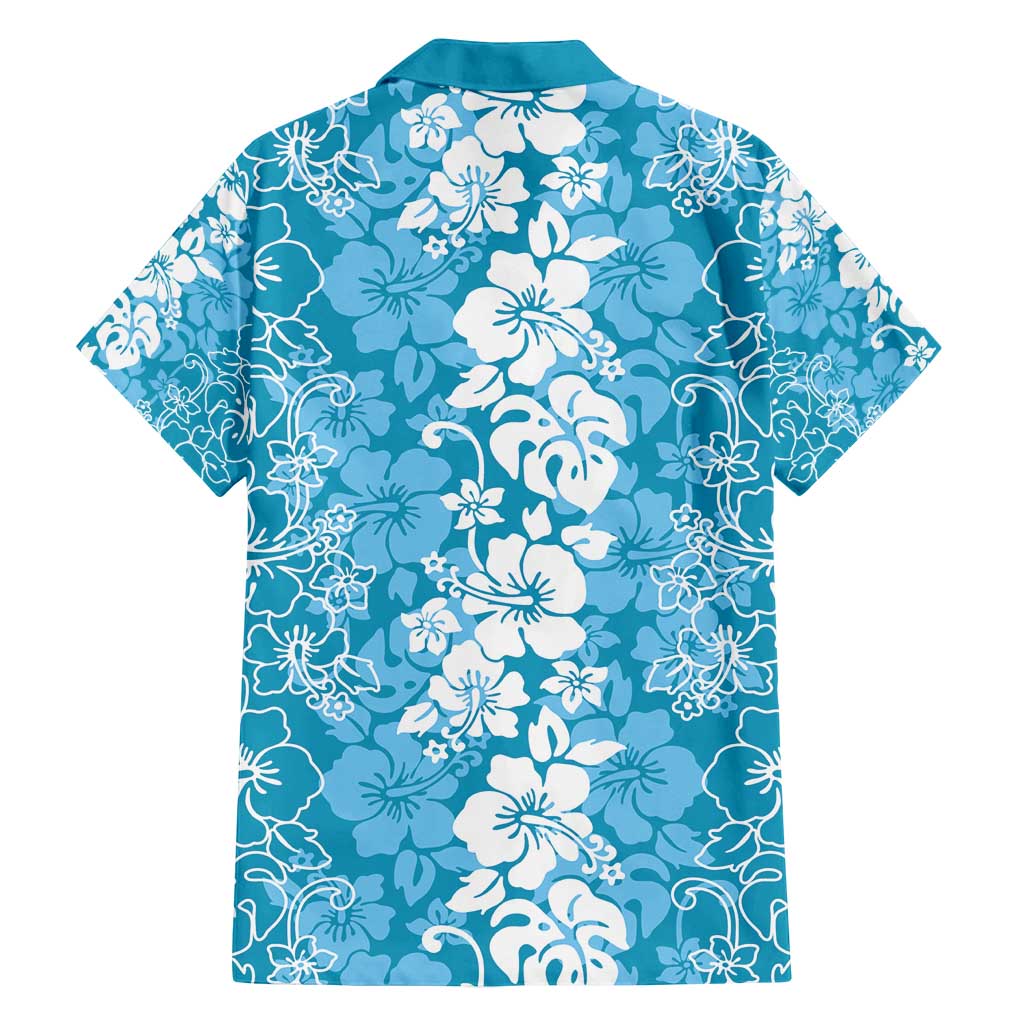 Hawaiian Lei Day Family Matching Puletasi and Hawaiian Shirt Blue Hibiscus Flowers Lei Art LT9 - Polynesian Pride