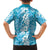 Hawaiian Lei Day Family Matching Tank Maxi Dress and Hawaiian Shirt Blue Hibiscus Flowers Lei Art