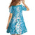 Hawaiian Lei Day Family Matching Tank Maxi Dress and Hawaiian Shirt Blue Hibiscus Flowers Lei Art