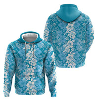 Hawaiian Lei Day Hoodie Blue Hibiscus Flowers Lei Art
