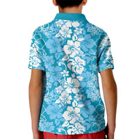 Hawaiian Lei Day Kid Polo Shirt Blue Hibiscus Flowers Lei Art
