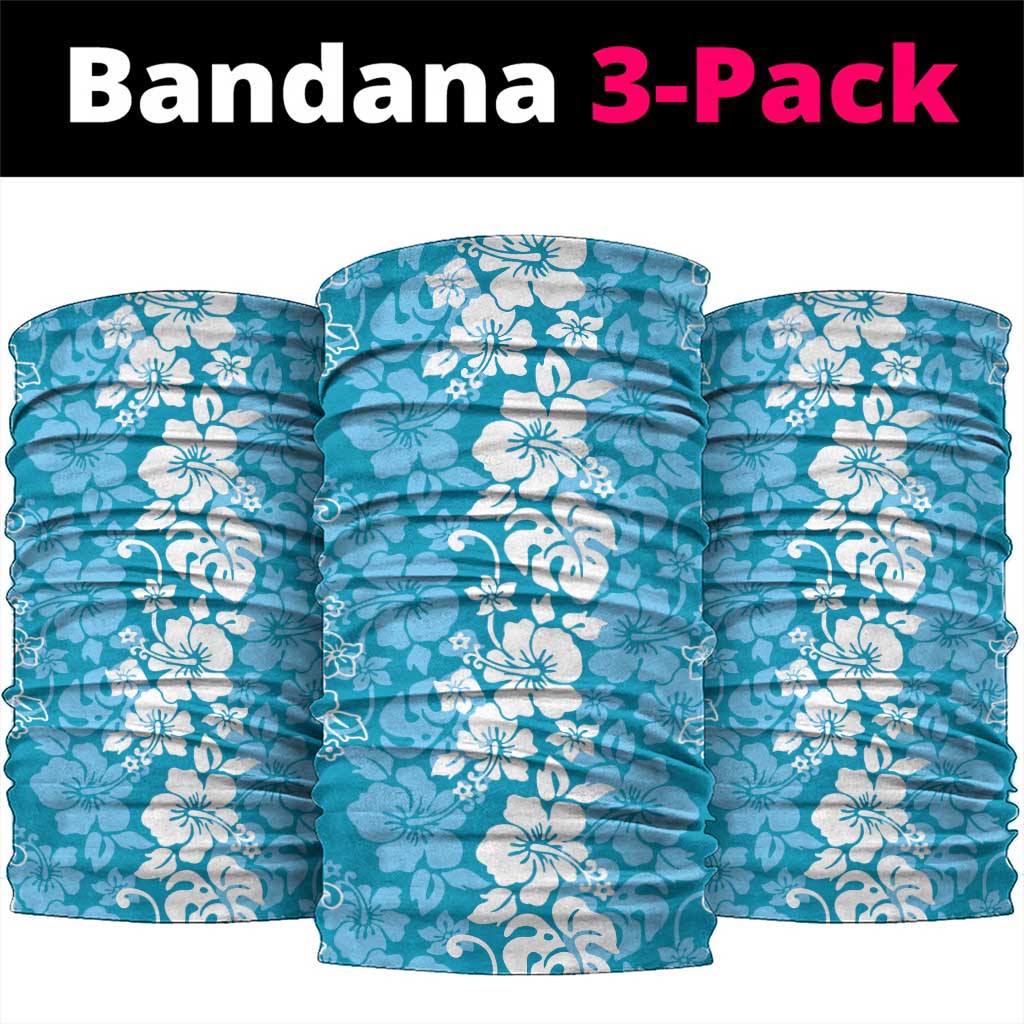 Hawaiian Lei Day Neck Gaiter Blue Hibiscus Flowers Lei Art - Polynesian Pride