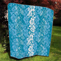 Hawaiian Lei Day Quilt Blue Hibiscus Flowers Lei Art
