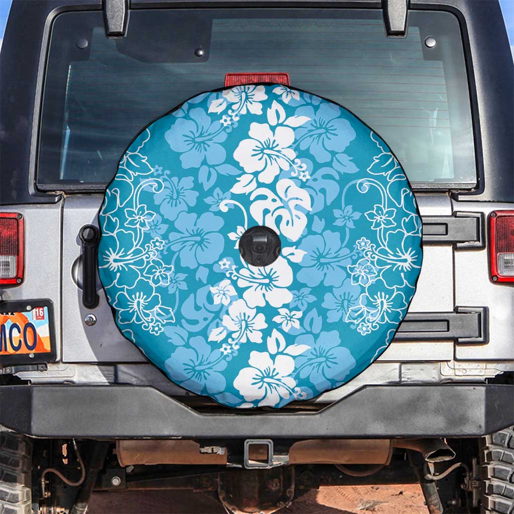 Hawaiian Lei Day Spare Tire Cover Blue Hibiscus Flowers Lei Art