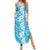Hawaiian Lei Day Summer Maxi Dress Blue Hibiscus Flowers Lei Art