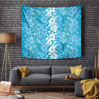 Hawaiian Lei Day Tapestry Blue Hibiscus Flowers Lei Art