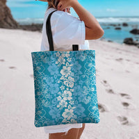 Hawaiian Lei Day Tote Bag Blue Hibiscus Flowers Lei Art - Polynesian Pride