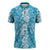 Hawaiian Lei Day Zipper Polo Shirt Blue Hibiscus Flowers Lei Art - Polynesian Pride