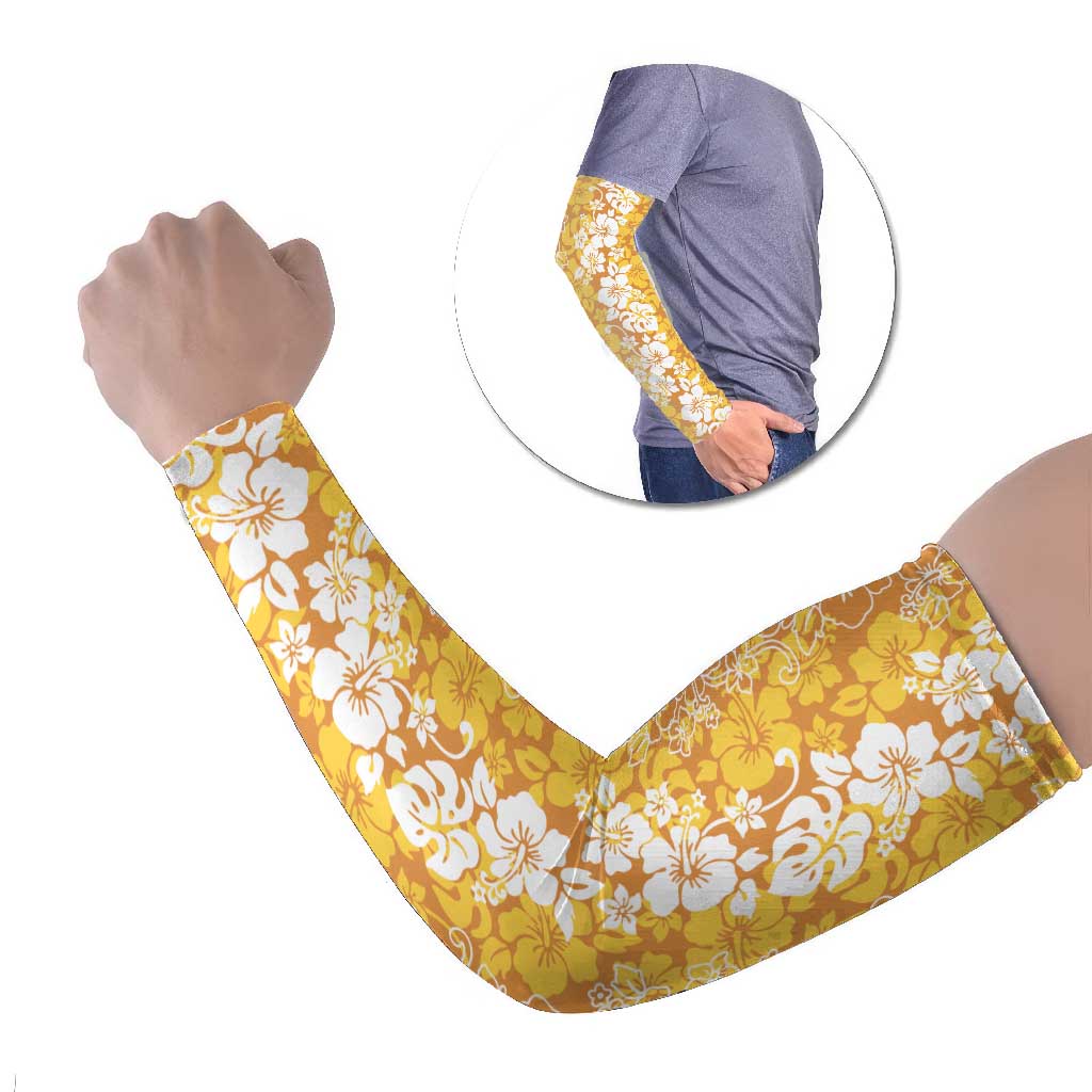 Hawaiian Lei Day Arm Sleeves Gold Hibiscus Flowers Lei Art - Polynesian Pride