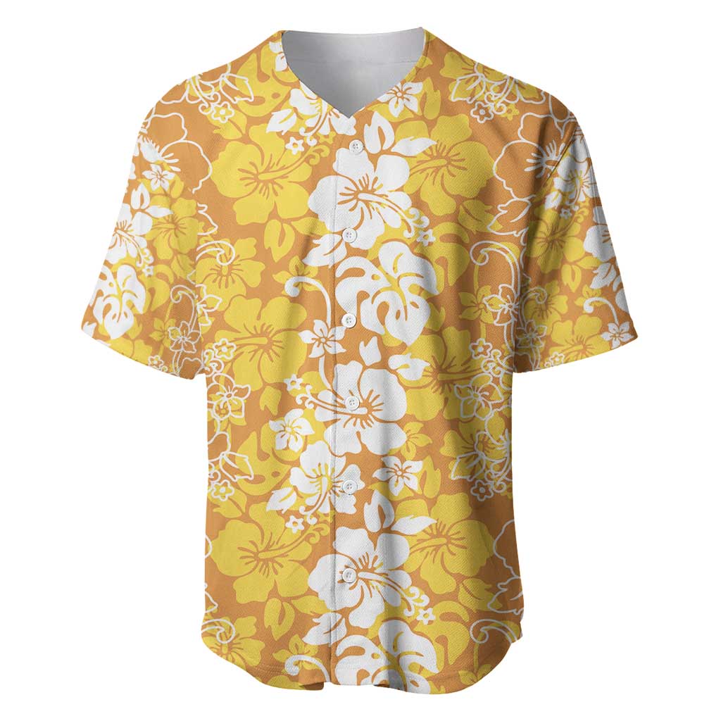 Hawaiian Lei Day Baseball Jersey Gold Hibiscus Flowers Lei Art