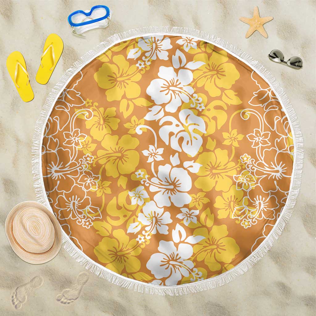 Hawaiian Lei Day Beach Blanket Gold Hibiscus Flowers Lei Art