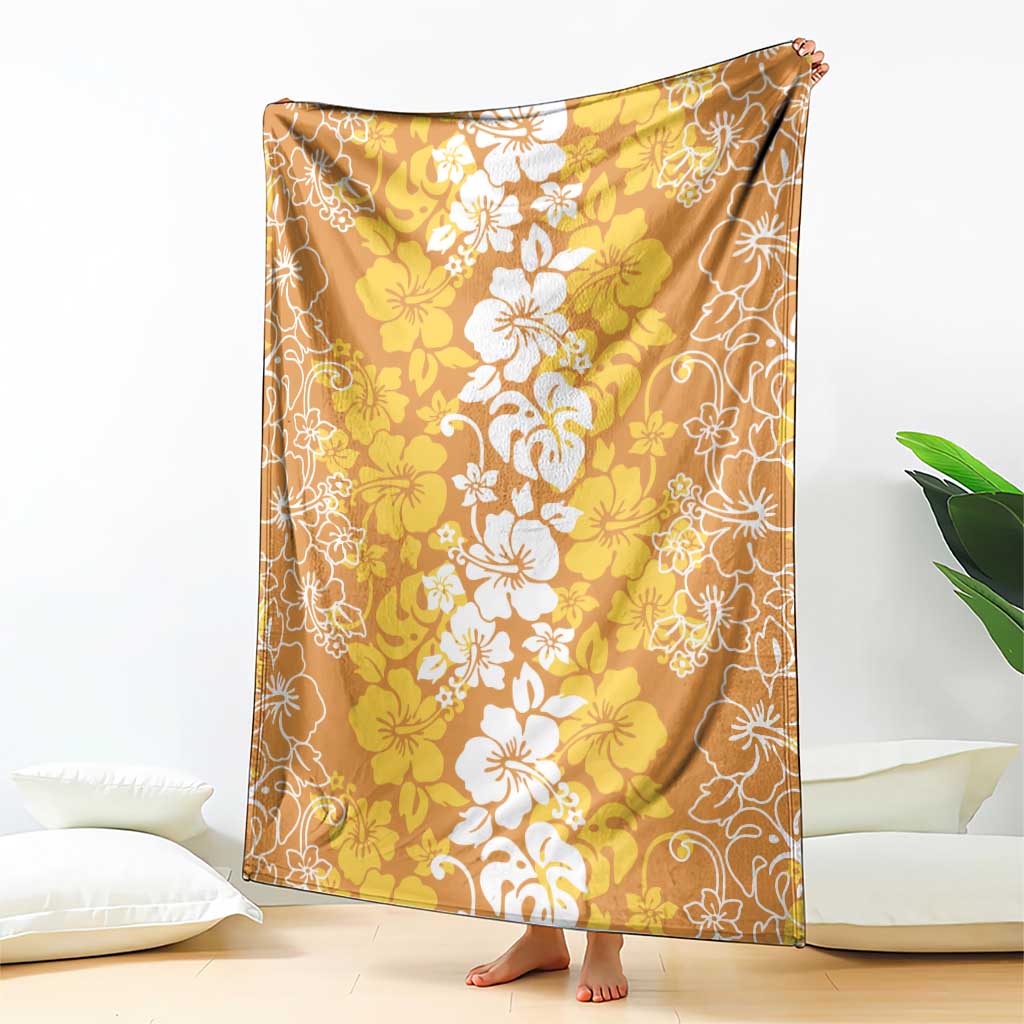 Hawaiian Lei Day Blanket Gold Hibiscus Flowers Lei Art