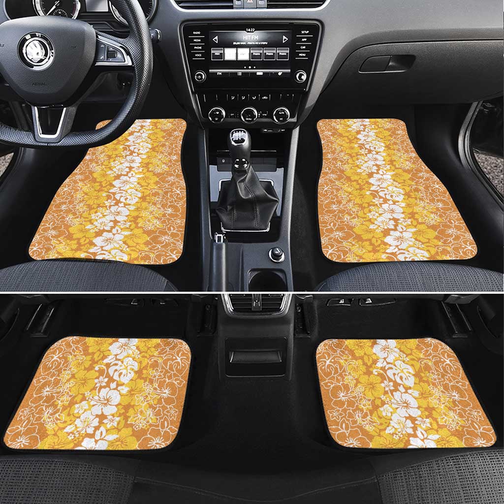 Hawaiian Lei Day Car Mats Gold Hibiscus Flowers Lei Art