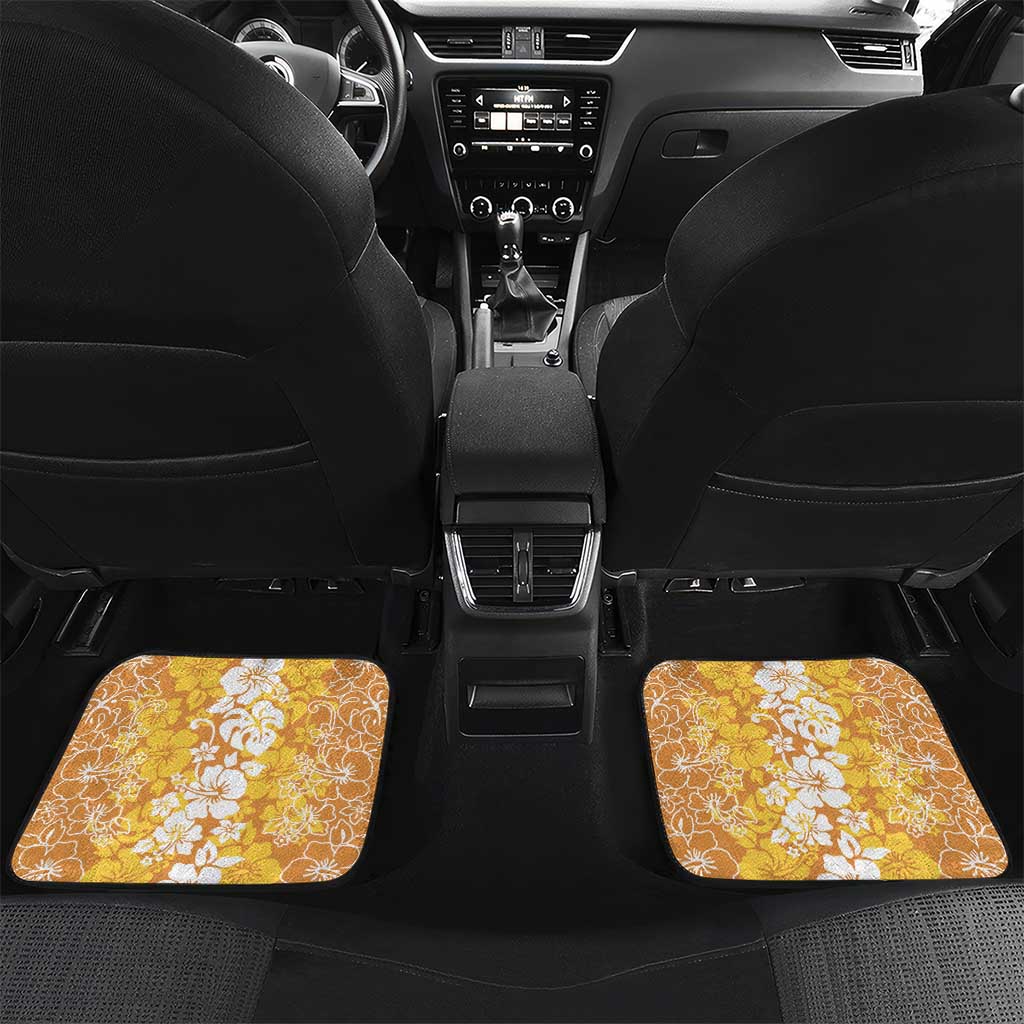 Hawaiian Lei Day Car Mats Gold Hibiscus Flowers Lei Art