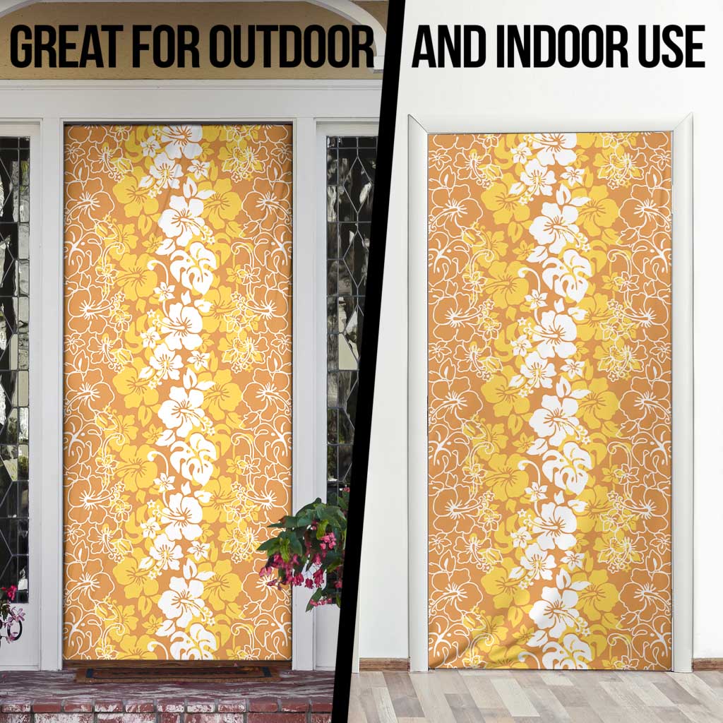 Hawaiian Lei Day Door Cover Gold Hibiscus Flowers Lei Art - Polynesian Pride