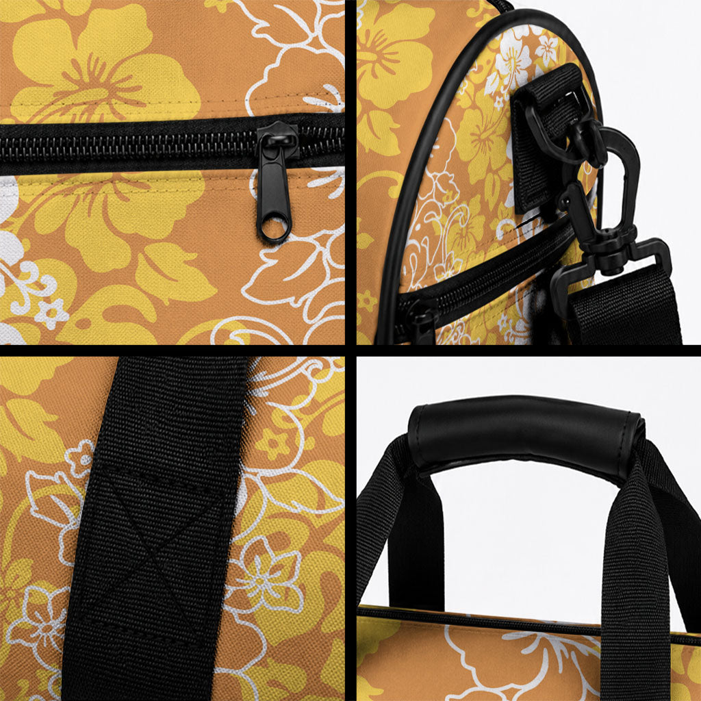 Hawaiian Lei Day Duffle Bag Gold Hibiscus Flowers Lei Art LT9 - Polynesian Pride