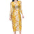 Hawaiian Lei Day Family Matching Long Sleeve Bodycon Dress and Hawaiian Shirt Gold Hibiscus Flowers Lei Art