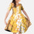Hawaiian Lei Day Family Matching Mermaid Dress and Hawaiian Shirt Gold Hibiscus Flowers Lei Art