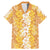 Hawaiian Lei Day Family Matching Mermaid Dress and Hawaiian Shirt Gold Hibiscus Flowers Lei Art