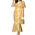 Hawaiian Lei Day Family Matching Mermaid Dress and Hawaiian Shirt Gold Hibiscus Flowers Lei Art
