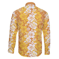 Hawaiian Lei Day Family Matching Puletasi and Hawaiian Shirt Gold Hibiscus Flowers Lei Art